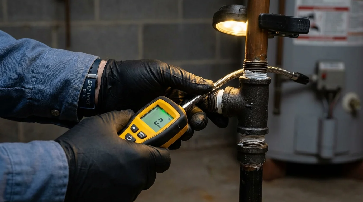 Gas leak detection with electronic sniffer by Johns Plumbing LLC in Victoria