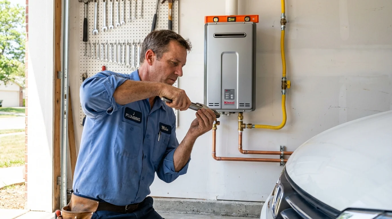 Tankless water heater installation by a Johns Plumbing LLC plumber in Victoria
